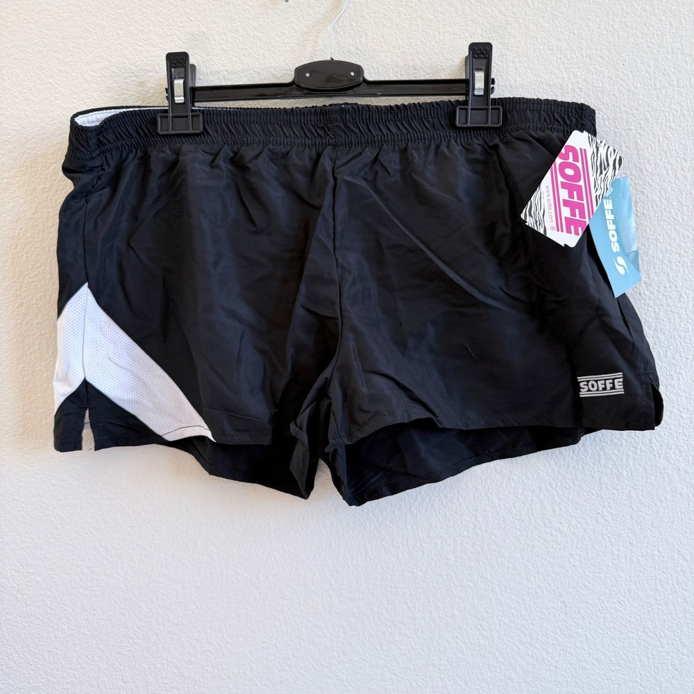 Soffe Juniors Stride Shorts XL Black White Mesh Athletic Running 1084V New